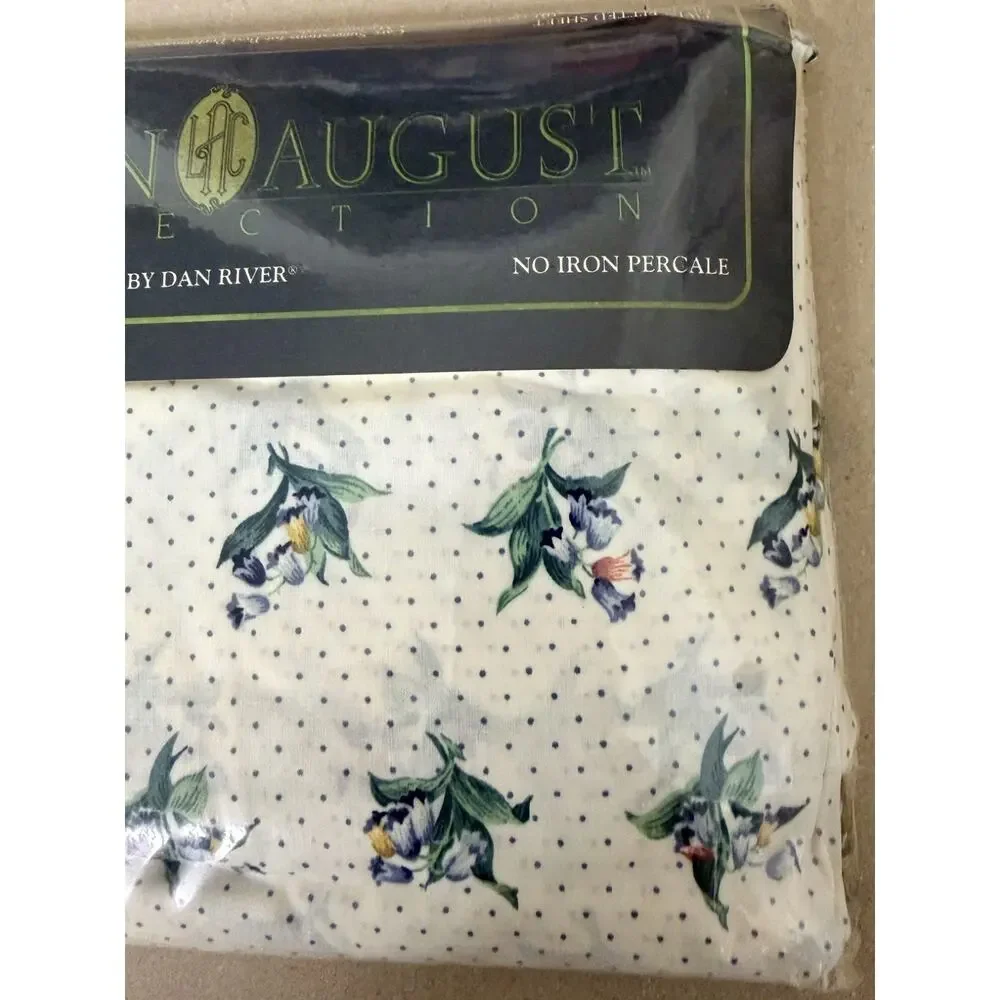 Lillian August Dan River Floral Polka Dot No-iron Percale Twin Fitted Sheet NEW